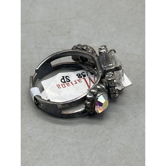 Mariana ring clear iridescence circle crystals handmade statement os READ NEW - Picture 4 of 5